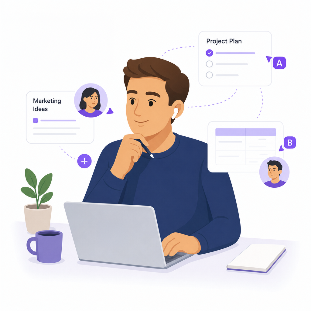 Illustration of a person working in Microsoft Loop