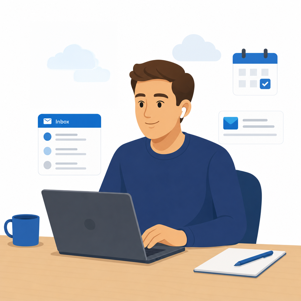 Illustration of a person working in Outlook