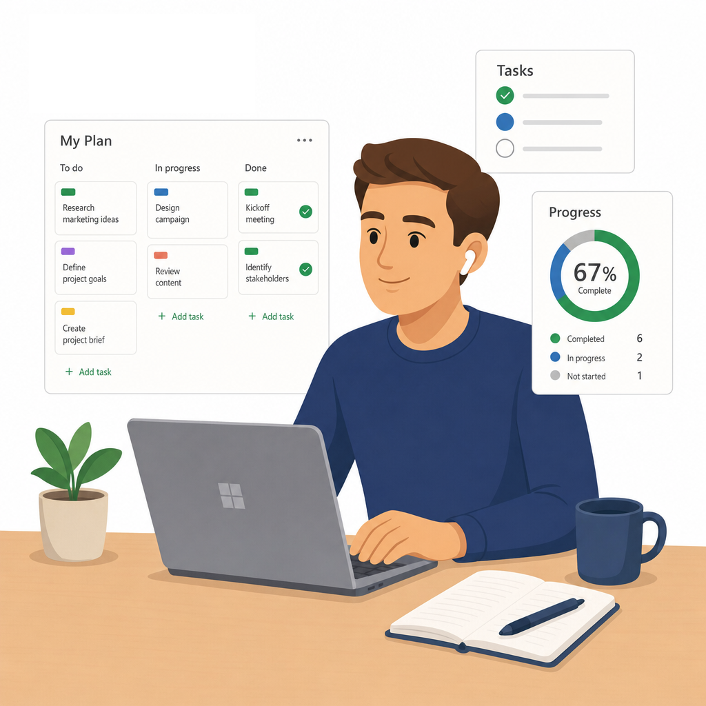 Illustration of a person working in Planner