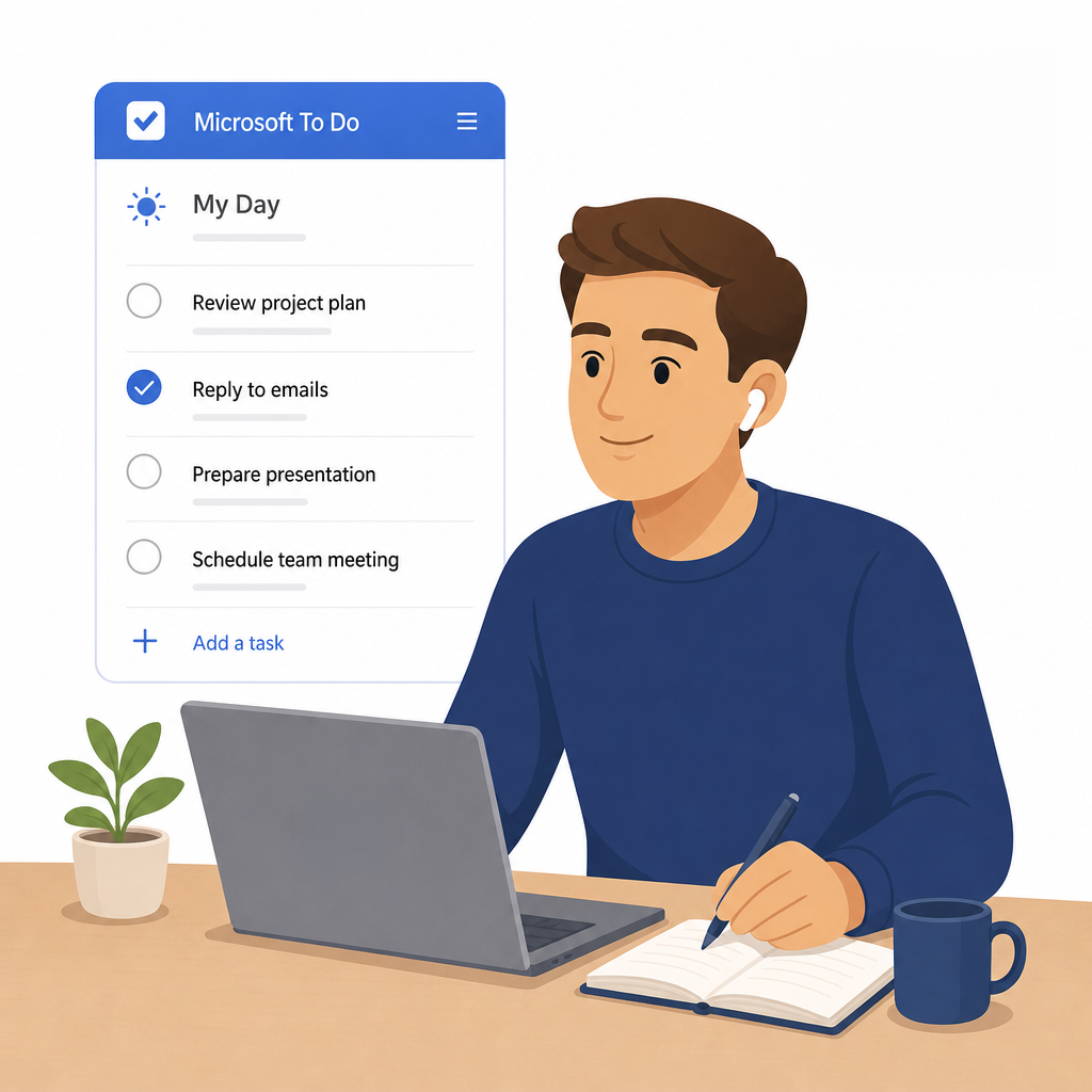 Illustration of a person working in To Do