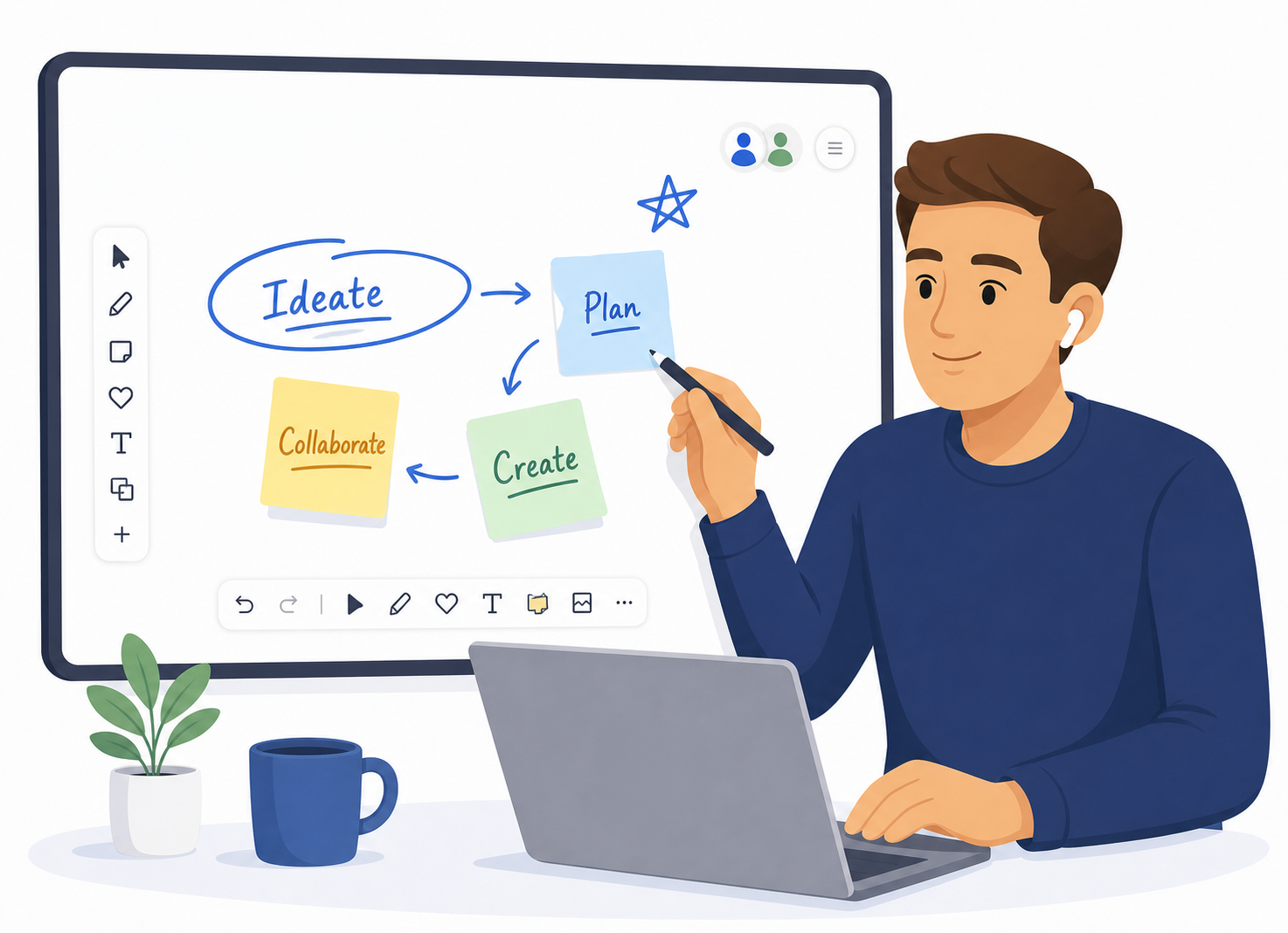 Illustration of a person working in Whiteboard